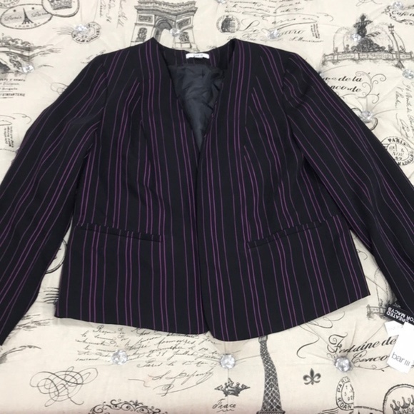 Bar III Trendy Plus Size Striped Blazer - Picture 2 of 3
